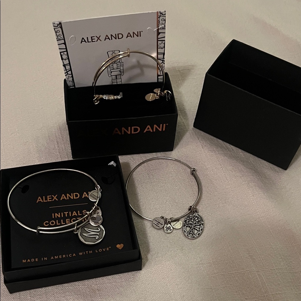 Alex and Ani Silver Charm Bracelet Set
